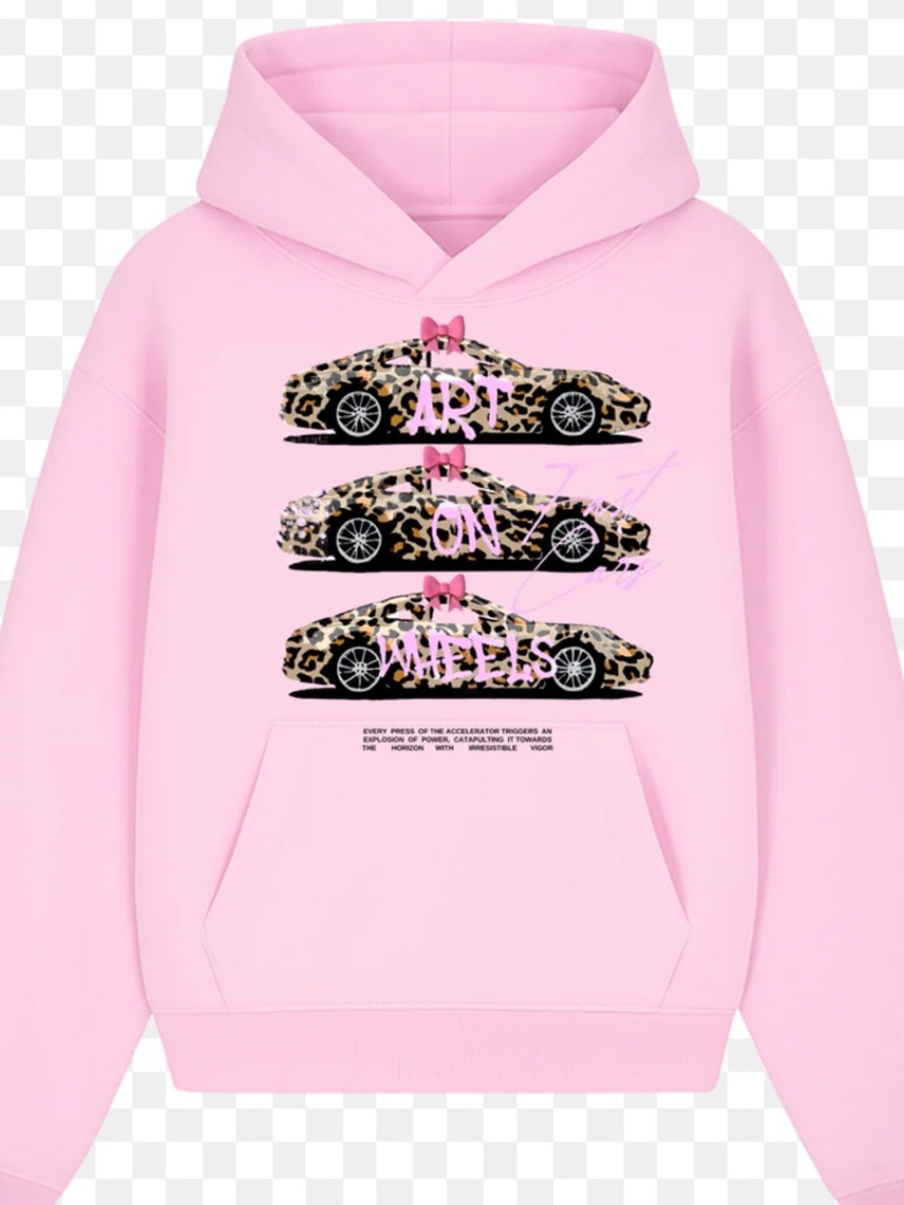 Pink Graphic Hoodie Sweatshirt with Leopard Car Print